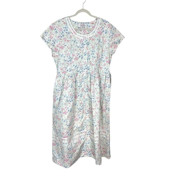 Lanz of Salzburg Dress Women 1X Multicolor Floral Button Up Cotton Floral Belted - Picture 1 of 16